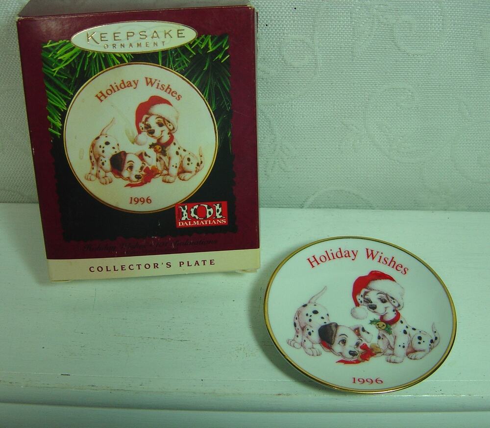 VINTAGE HALLMARK PLATE-HOLIDAY WISHES 101 DALMATIANS-1996-3.25" IN DIAMETER